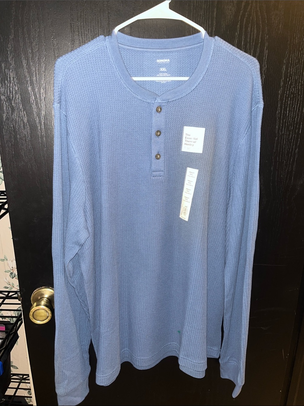 Sonoma Men's Long-Sleeve Waffle Henley - Blue